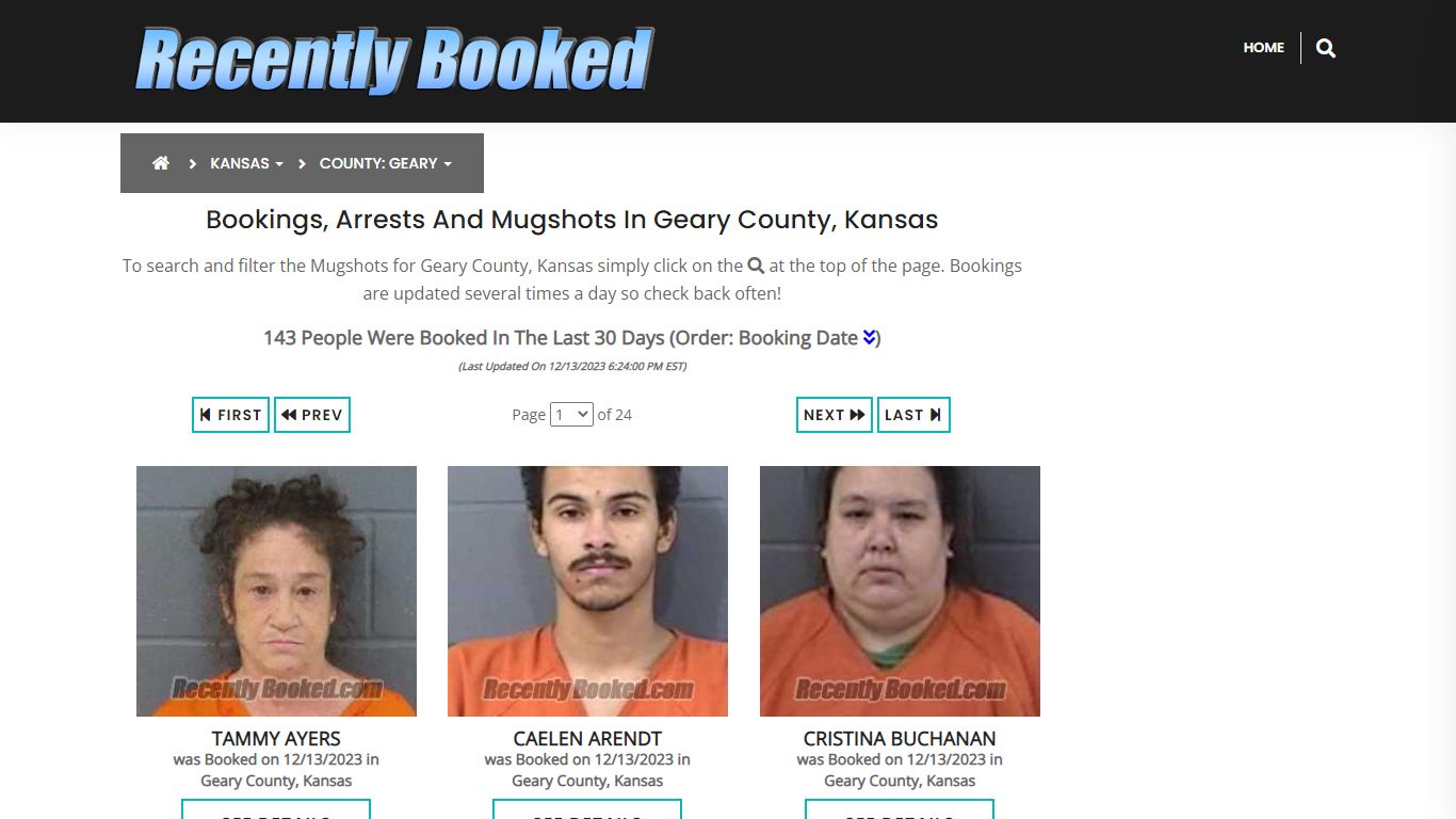 Recent bookings, Arrests, Mugshots in Geary County, Kansas